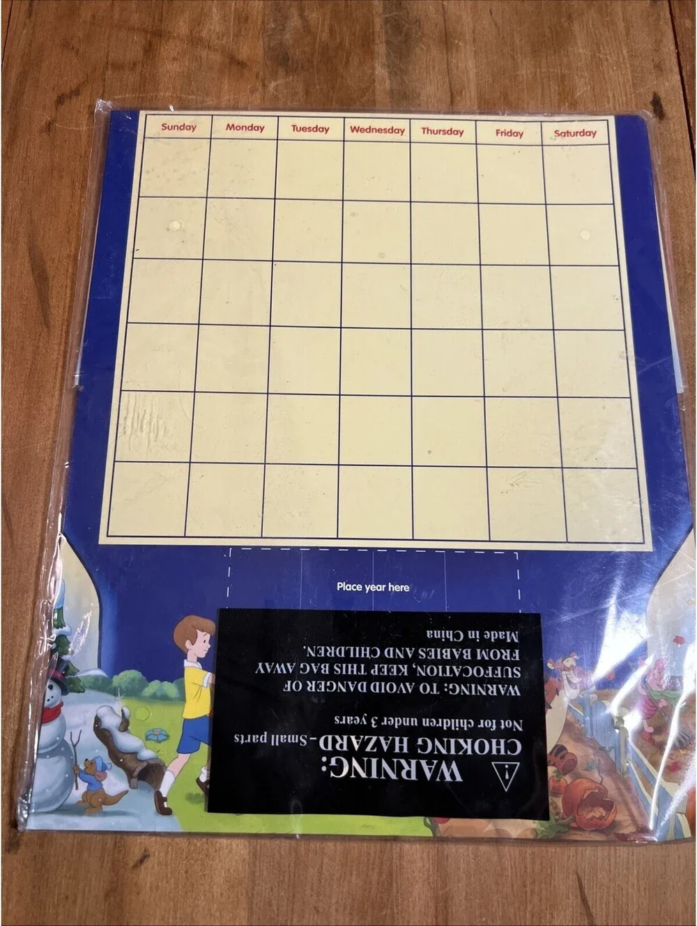 Disney Winnie the Pooh Perpetual Calendar Magnetic Cardboard New Factory Sealed